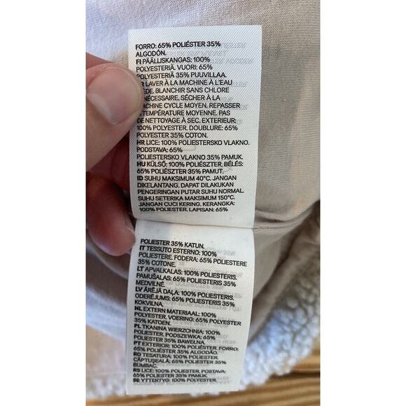 H&M Sherpa Full Zip Jacket Size Large Women’s Beige - Picture 6 of 9